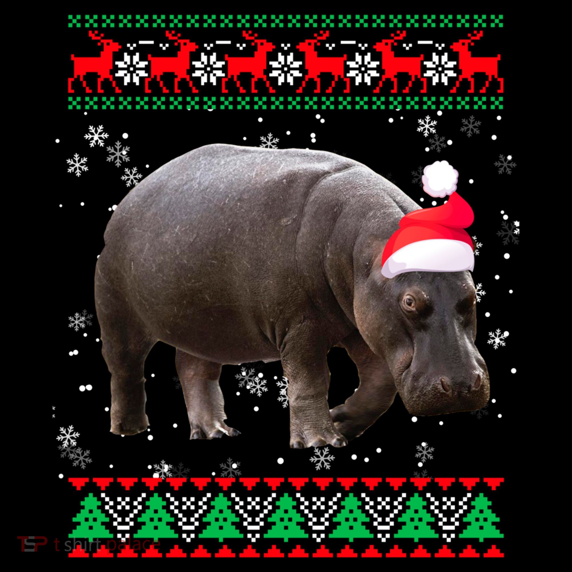 Funny Ugly Sweater Xmas Animals Christmas Hippo Lover Gift Coffee Mug