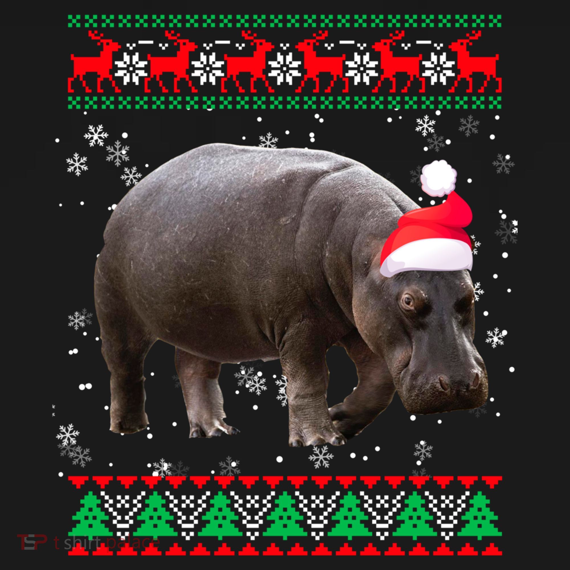Funny Ugly Sweater Xmas Animals Christmas Hippo Lover Gift Women's Hoodie