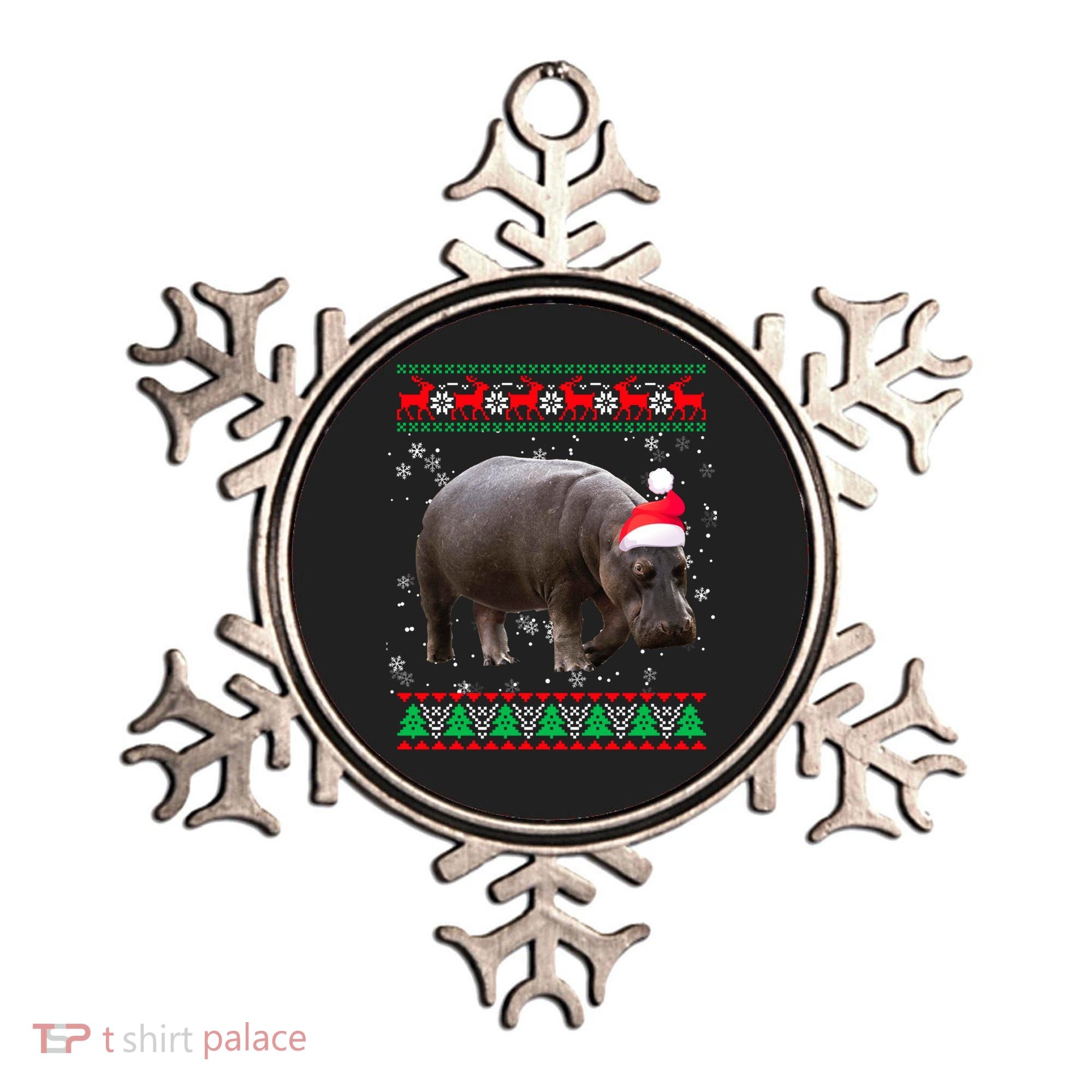 Funny Ugly Sweater Xmas Animals Christmas Hippo Lover Gift Ornament