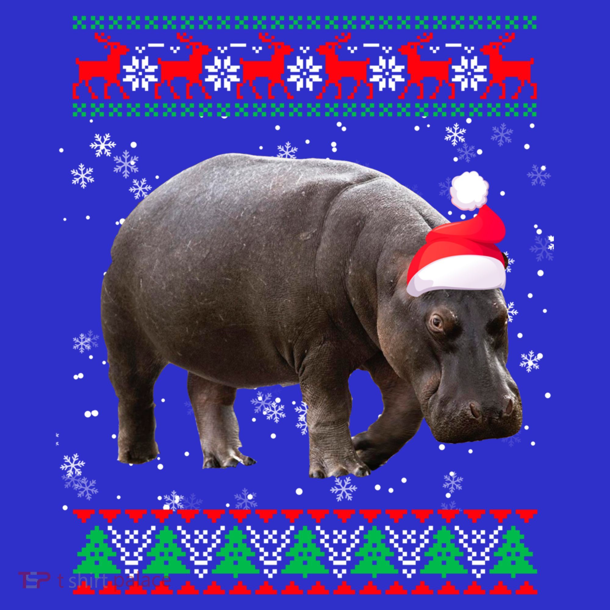 Funny Ugly Sweater Xmas Animals Christmas Hippo Lover Gift Long Sleeve Shirt