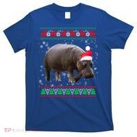 Funny Ugly Sweater Xmas Animals Christmas Hippo Lover Gift T-Shirt thumb 0