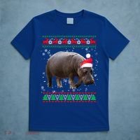 Funny Ugly Sweater Xmas Animals Christmas Hippo Lover Gift T-Shirt thumb 5