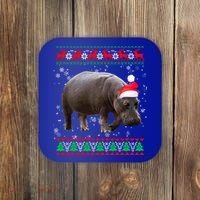 Funny Ugly Sweater Xmas Animals Christmas Hippo Lover Gift Coaster thumb 0