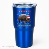 Funny Ugly Sweater Xmas Animals Christmas Hippo Lover Gift Tumbler thumb 0