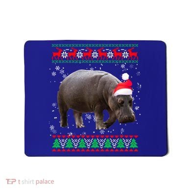 Funny Ugly Sweater Xmas Animals Christmas Hippo Lover Gift Mousepad