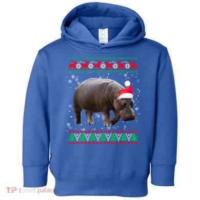 Funny Ugly Sweater Xmas Animals Christmas Hippo Lover Gift Toddler Hoodie