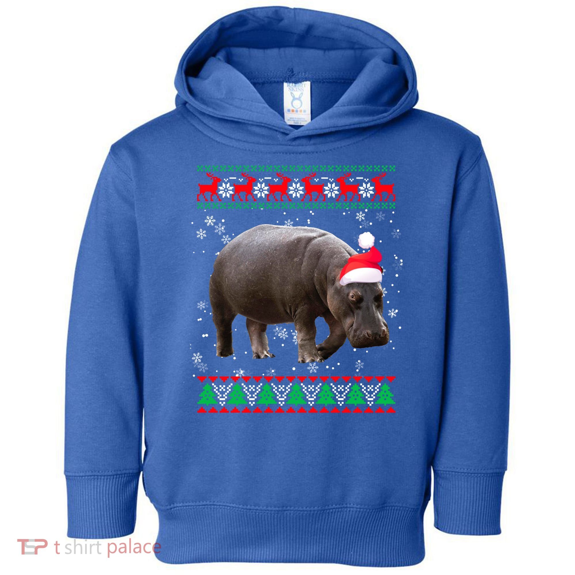 Funny Ugly Sweater Xmas Animals Christmas Hippo Lover Gift Toddler Hoodie