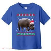 Funny Ugly Sweater Xmas Animals Christmas Hippo Lover Gift Toddler T-Shirt thumb 0