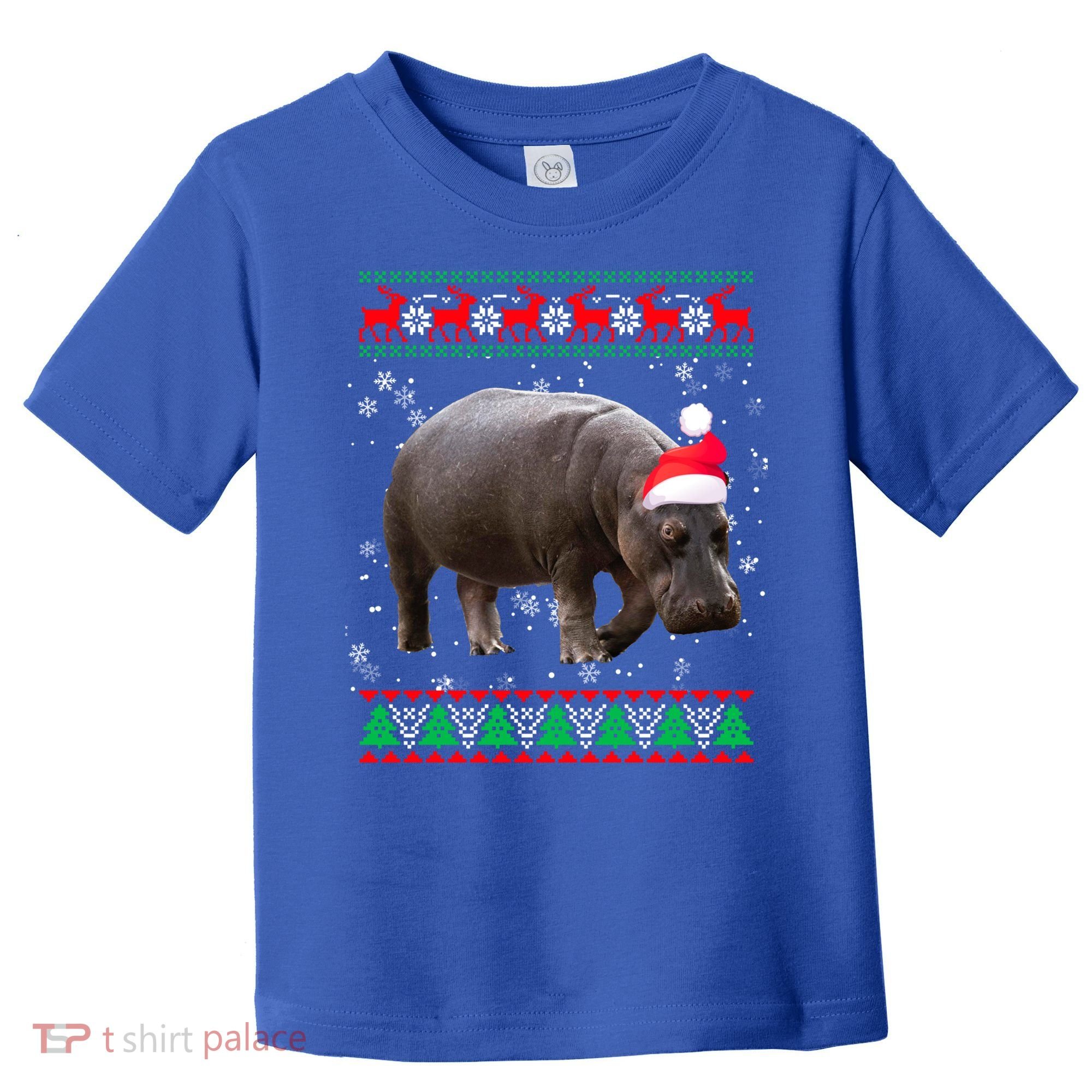Funny Ugly Sweater Xmas Animals Christmas Hippo Lover Gift Toddler T-Shirt