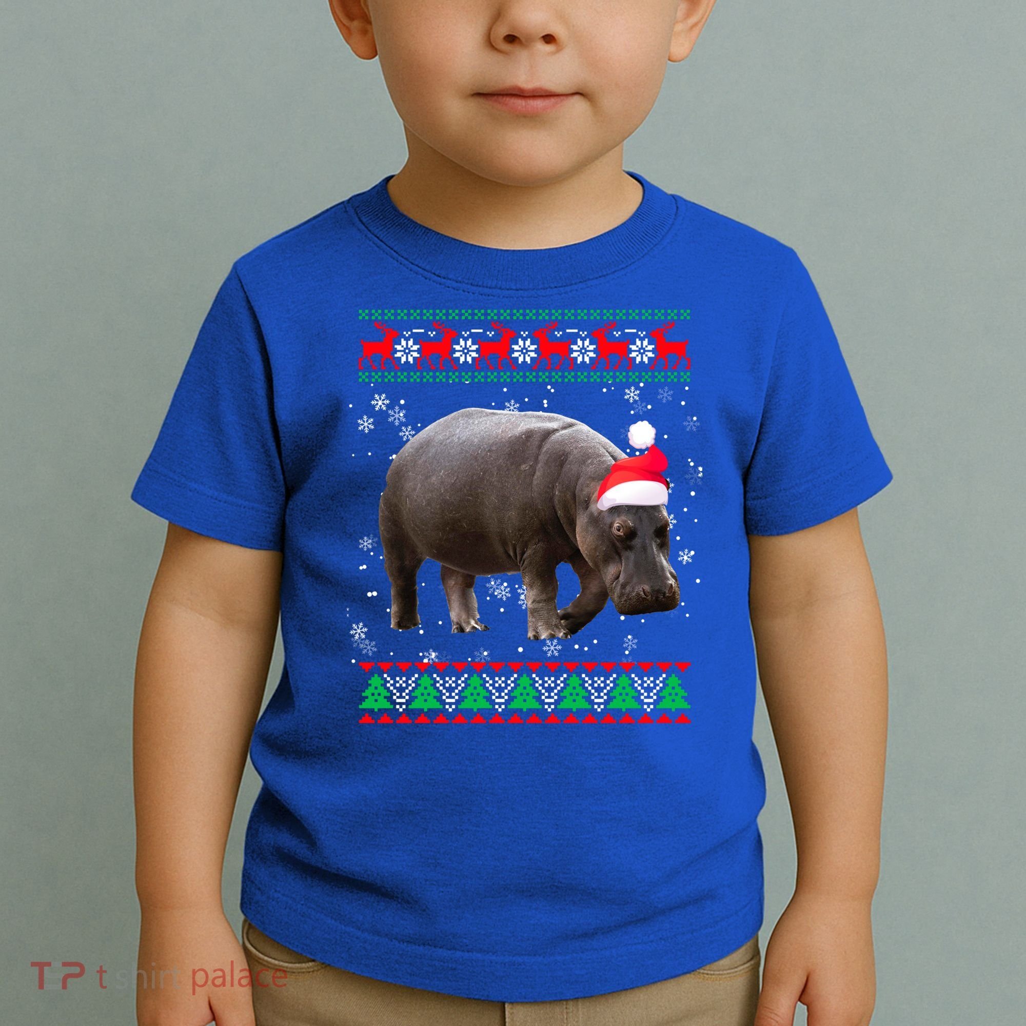Funny Ugly Sweater Xmas Animals Christmas Hippo Lover Gift Toddler T-Shirt