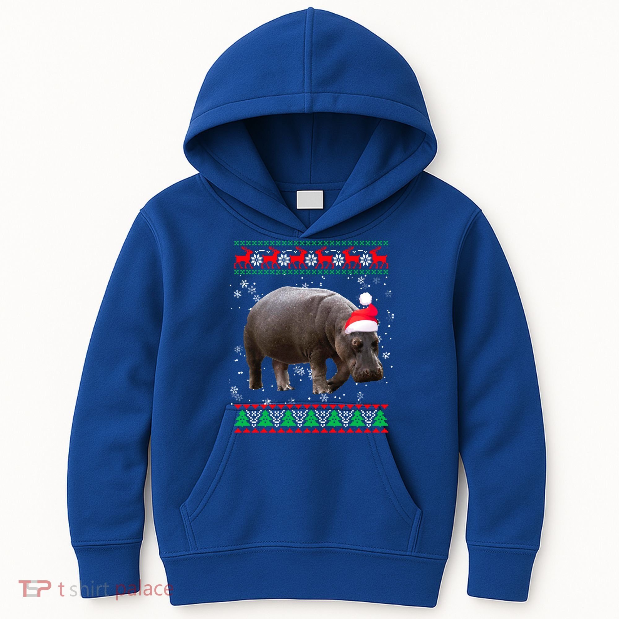 Funny Ugly Sweater Xmas Animals Christmas Hippo Lover Gift Kids Hoodie