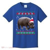 Funny Ugly Sweater Xmas Animals Christmas Hippo Lover Gift Kids T-Shirt thumb 0