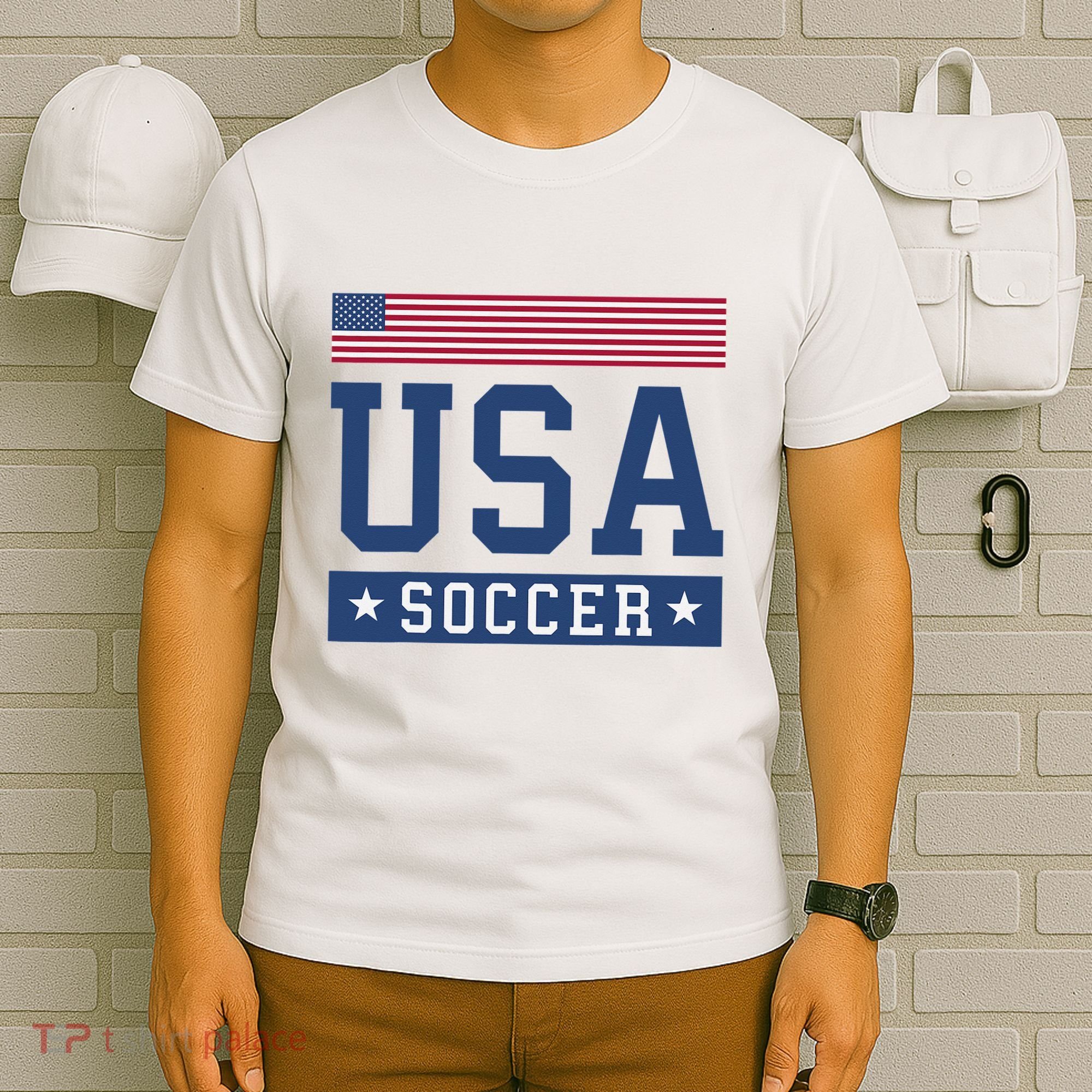 Funny USA Soccer  American Flag Soccer Fan  T-Shirt