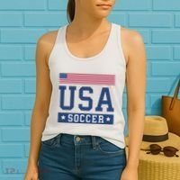 Funny USA Soccer  American Flag Soccer Fan  Women's Tank Top thumb 2