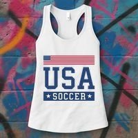 Funny USA Soccer  American Flag Soccer Fan  Women's Tank Top thumb 3