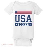 Funny USA Soccer  American Flag Soccer Fan  Baby Bodysuit thumb 0