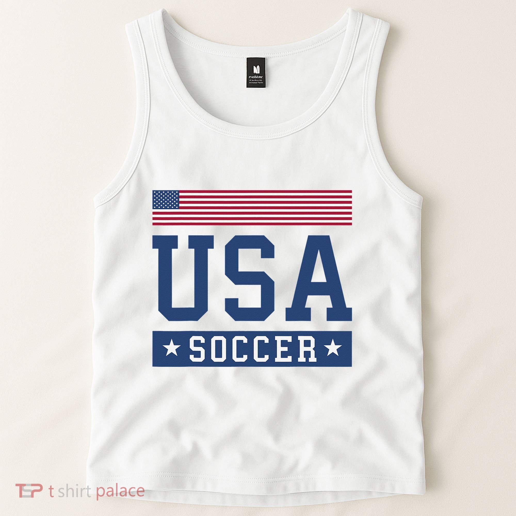 Funny USA Soccer  American Flag Soccer Fan  Tank Top
