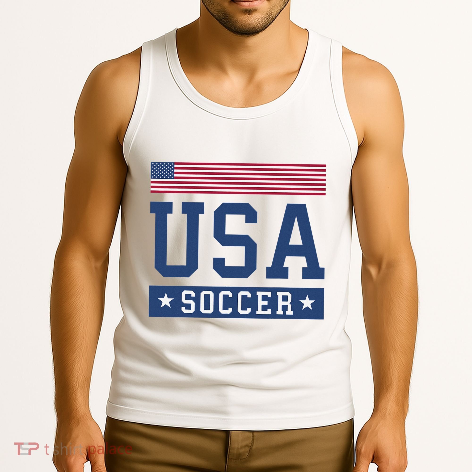 Funny USA Soccer  American Flag Soccer Fan  Tank Top