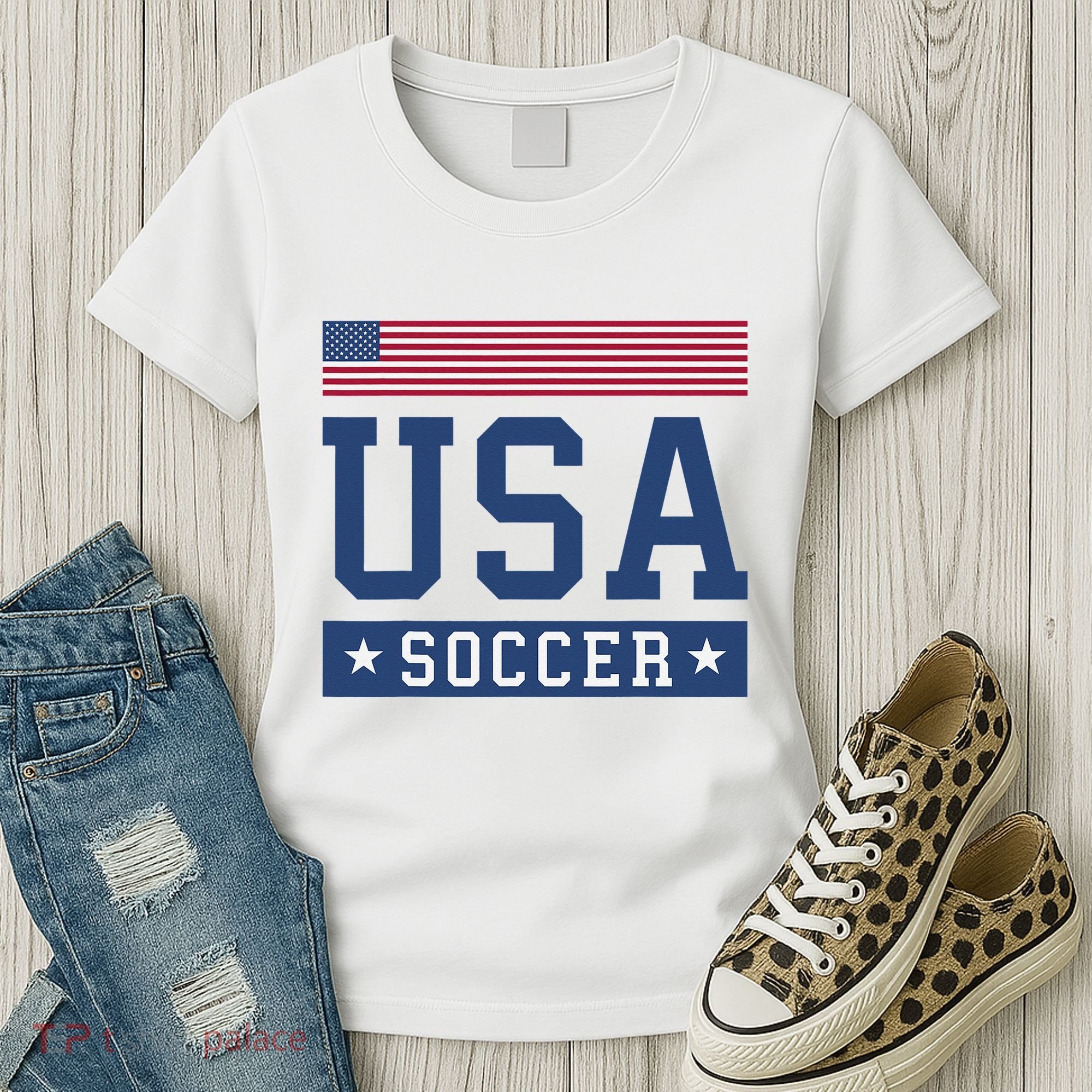 Funny USA Soccer  American Flag Soccer Fan  Women's T-Shirt