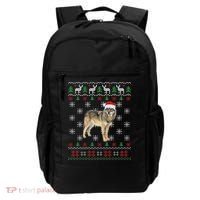Funny Ugly Sweater Xmas Animals Christmas Wolf Lover Gift Backpack thumb 0