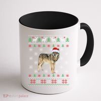 Funny Ugly Sweater Xmas Animals Christmas Wolf Lover Gift Coffee Mug thumb 1