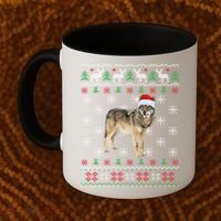 Funny Ugly Sweater Xmas Animals Christmas Wolf Lover Gift Coffee Mug thumb 2