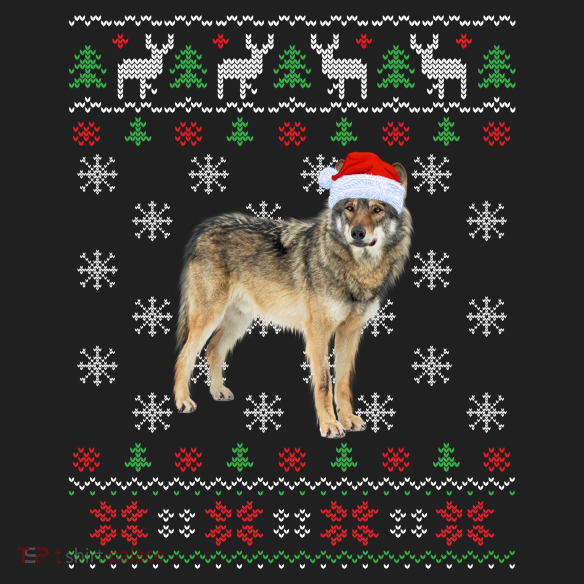 Funny Ugly Sweater Xmas Animals Christmas Wolf Lover Gift Beanie