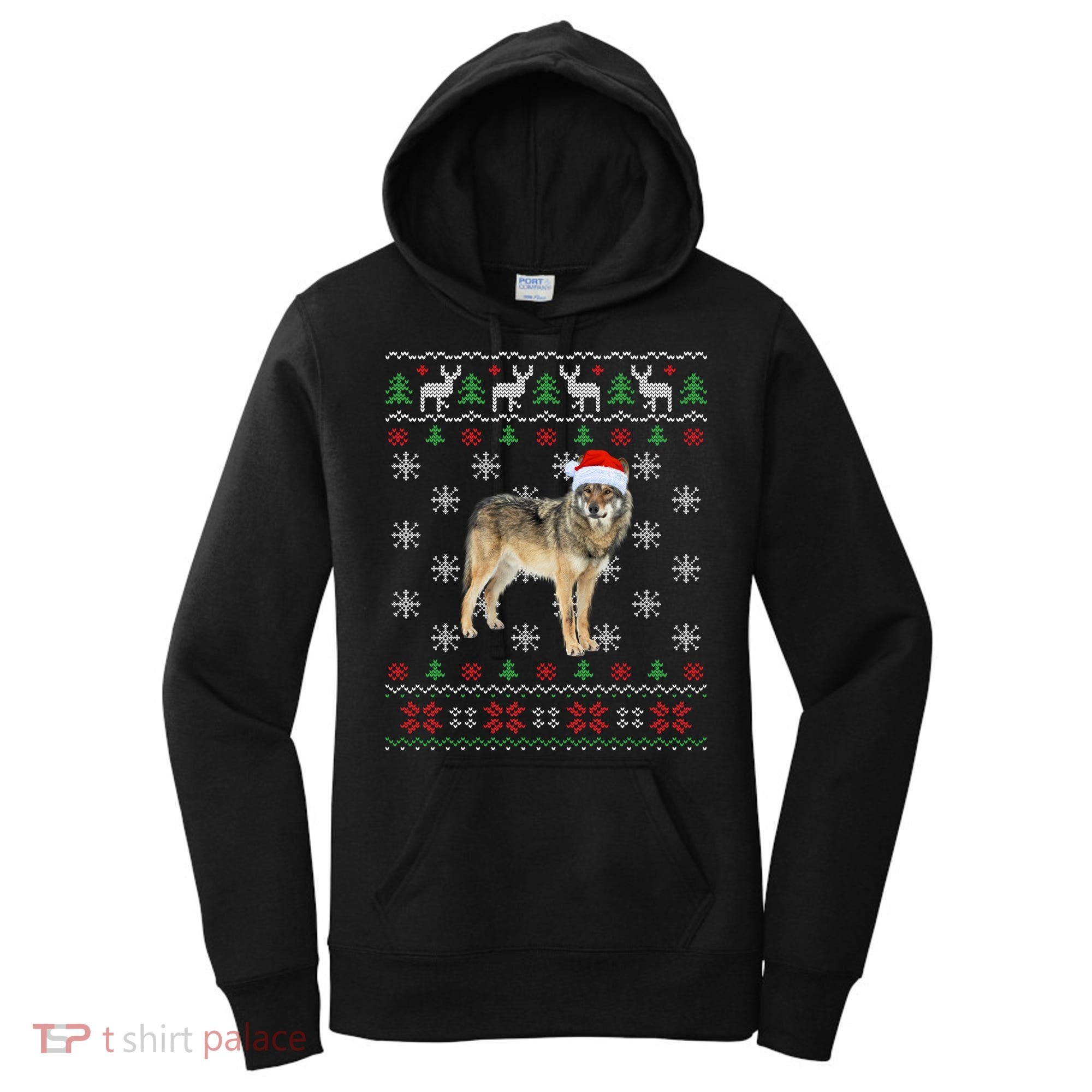 Funny Ugly Sweater Xmas Animals Christmas Wolf Lover Gift Women's Hoodie