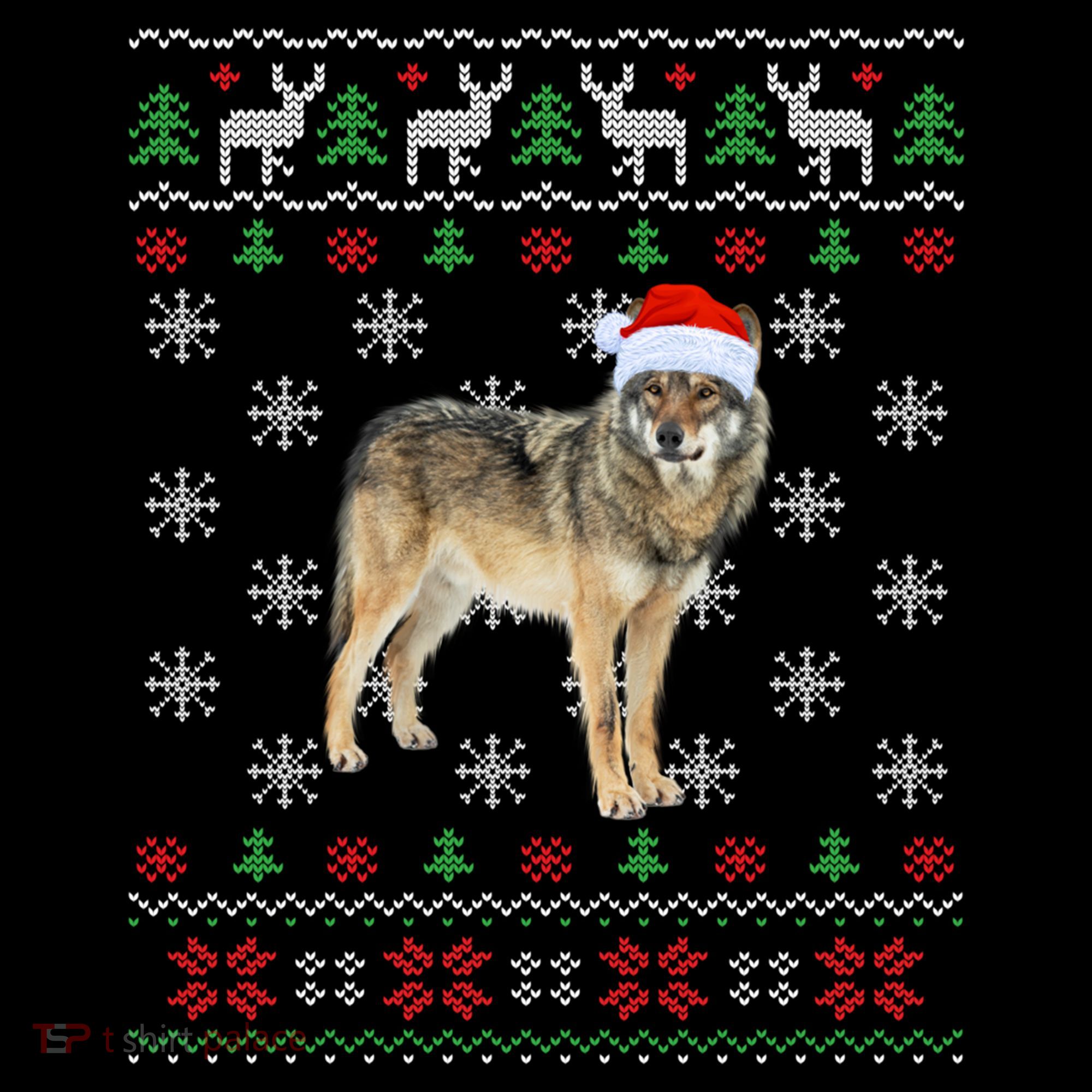 Funny Ugly Sweater Xmas Animals Christmas Wolf Lover Gift Women's Hoodie