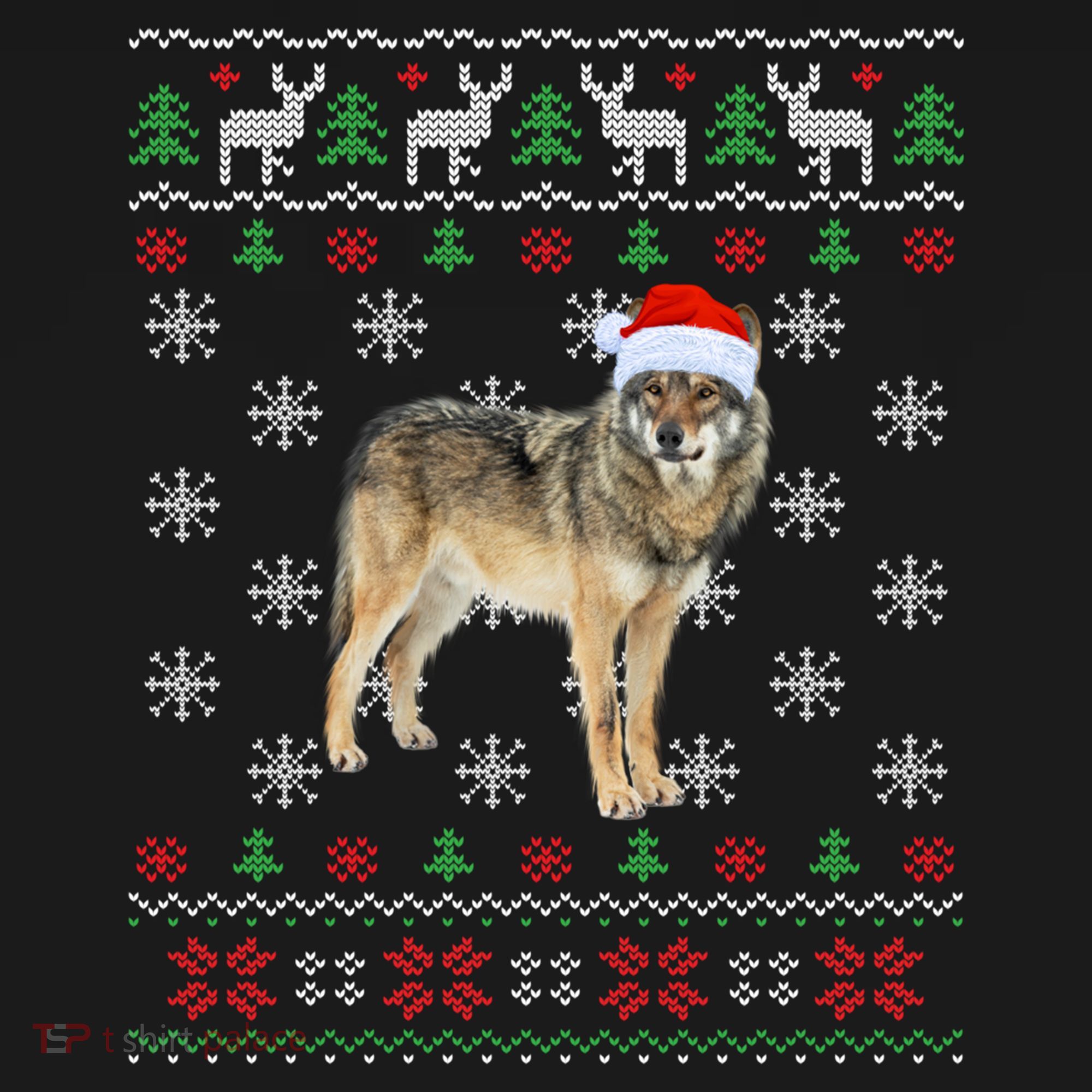 Funny Ugly Sweater Xmas Animals Christmas Wolf Lover Gift Ornament