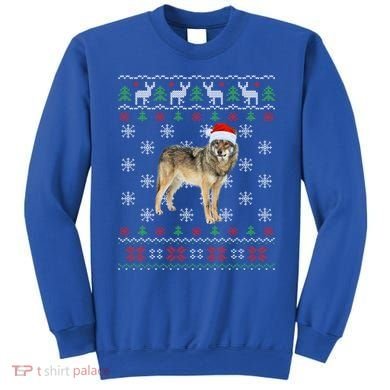 Funny Ugly Sweater Xmas Animals Christmas Wolf Lover Gift Sweatshirt