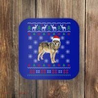 Funny Ugly Sweater Xmas Animals Christmas Wolf Lover Gift Coaster thumb 0