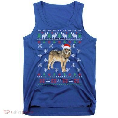 Funny Ugly Sweater Xmas Animals Christmas Wolf Lover Gift Tank Top