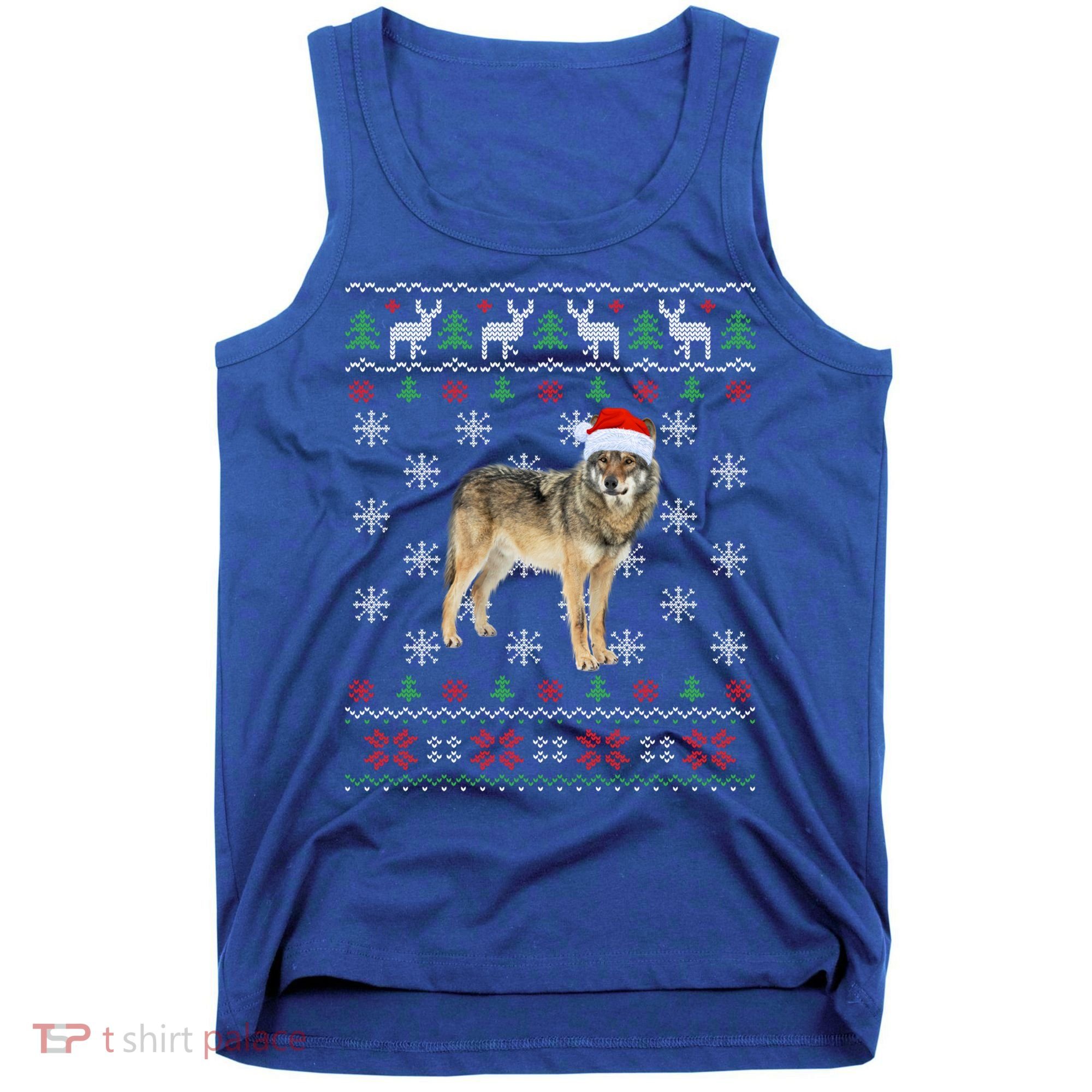 Funny Ugly Sweater Xmas Animals Christmas Wolf Lover Gift Tank Top