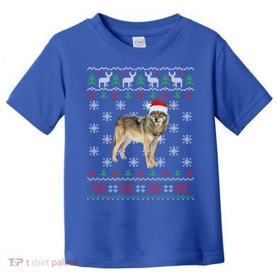 Funny Ugly Sweater Xmas Animals Christmas Wolf Lover Gift Toddler T-Shirt