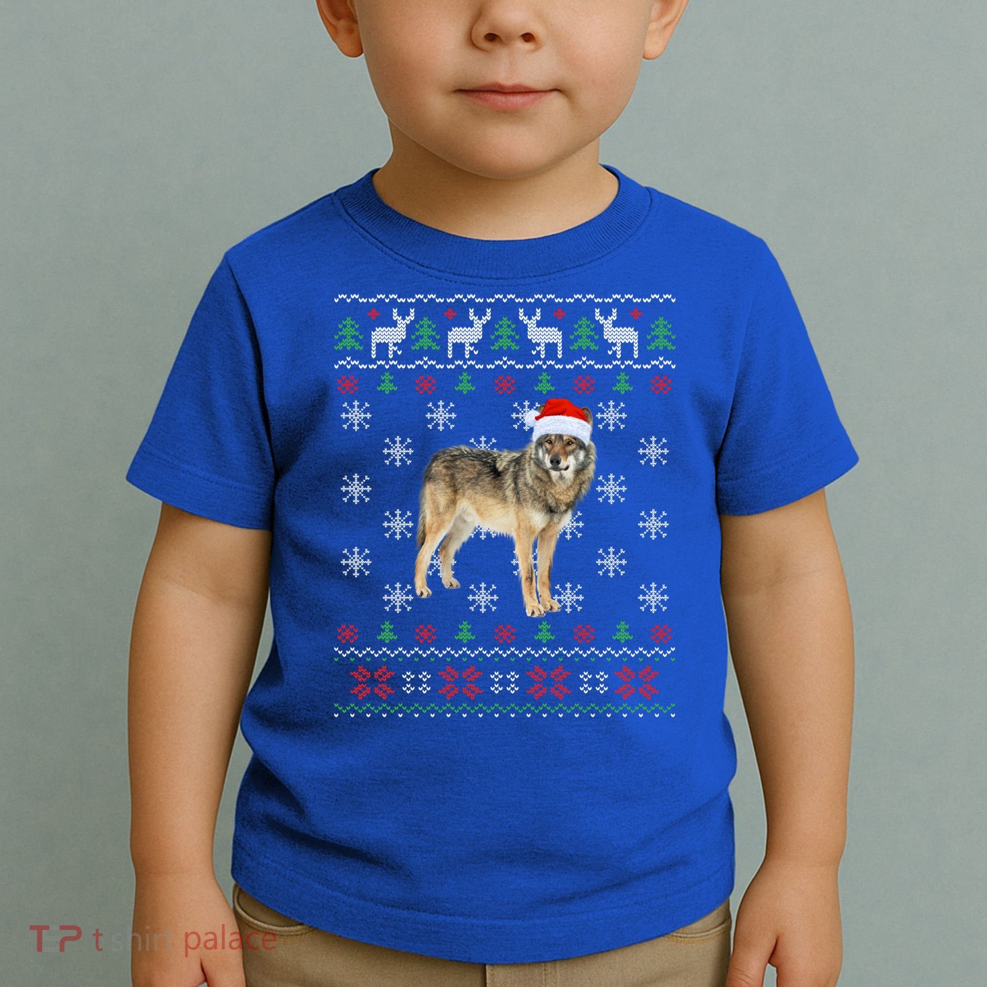 Funny Ugly Sweater Xmas Animals Christmas Wolf Lover Gift Toddler T-Shirt