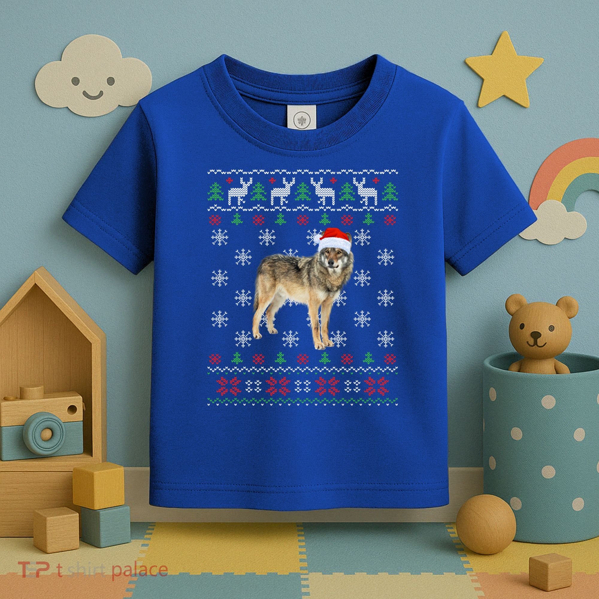 Funny Ugly Sweater Xmas Animals Christmas Wolf Lover Gift Toddler T-Shirt