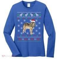Funny Ugly Sweater Xmas Animals Christmas Wolf Lover Gift Women's Long Sleeve Shirt thumb 0