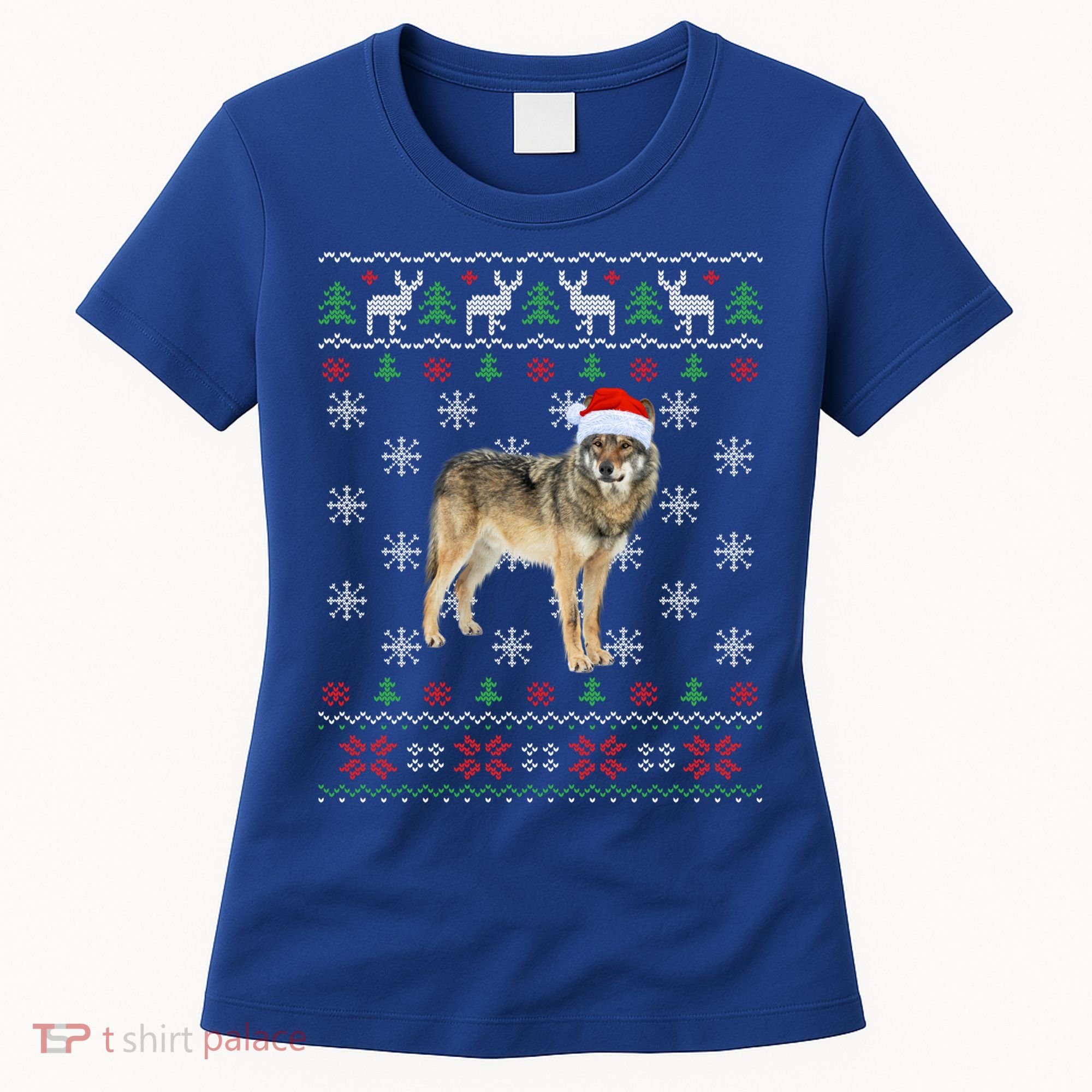 Funny Ugly Sweater Xmas Animals Christmas Wolf Lover Gift Women's T-Shirt