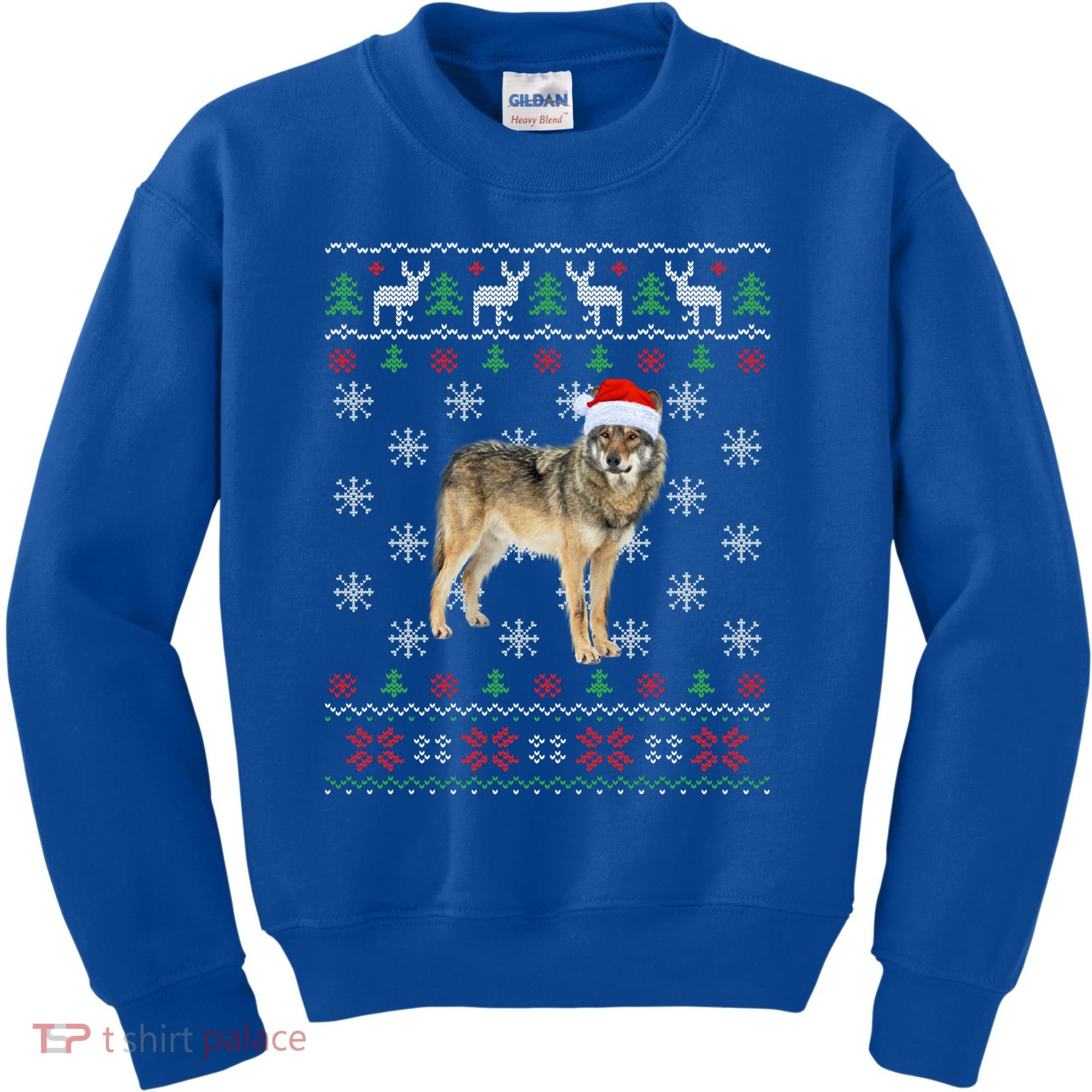 Funny Ugly Sweater Xmas Animals Christmas Wolf Lover Gift Kids Sweatshirt