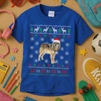 Funny Ugly Sweater Xmas Animals Christmas Wolf Lover Gift Kids T-Shirt thumb 3
