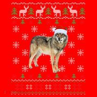 Funny Ugly Sweater Xmas Animals Christmas Wolf Lover Gift Santa Hat thumb 1