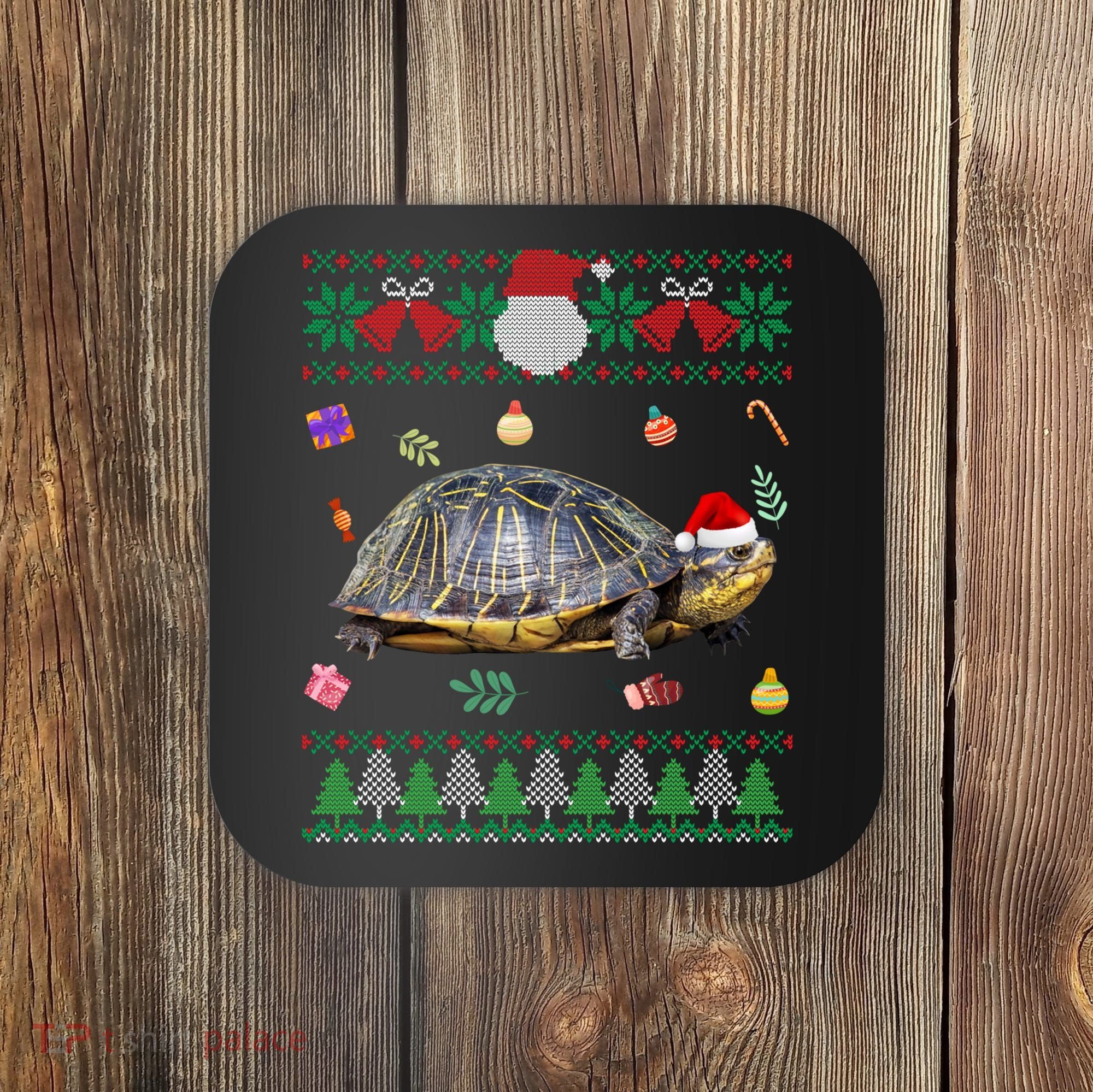Funny Ugly Sweater Christmas Animals Santa Turtle Lover Gift Coaster
