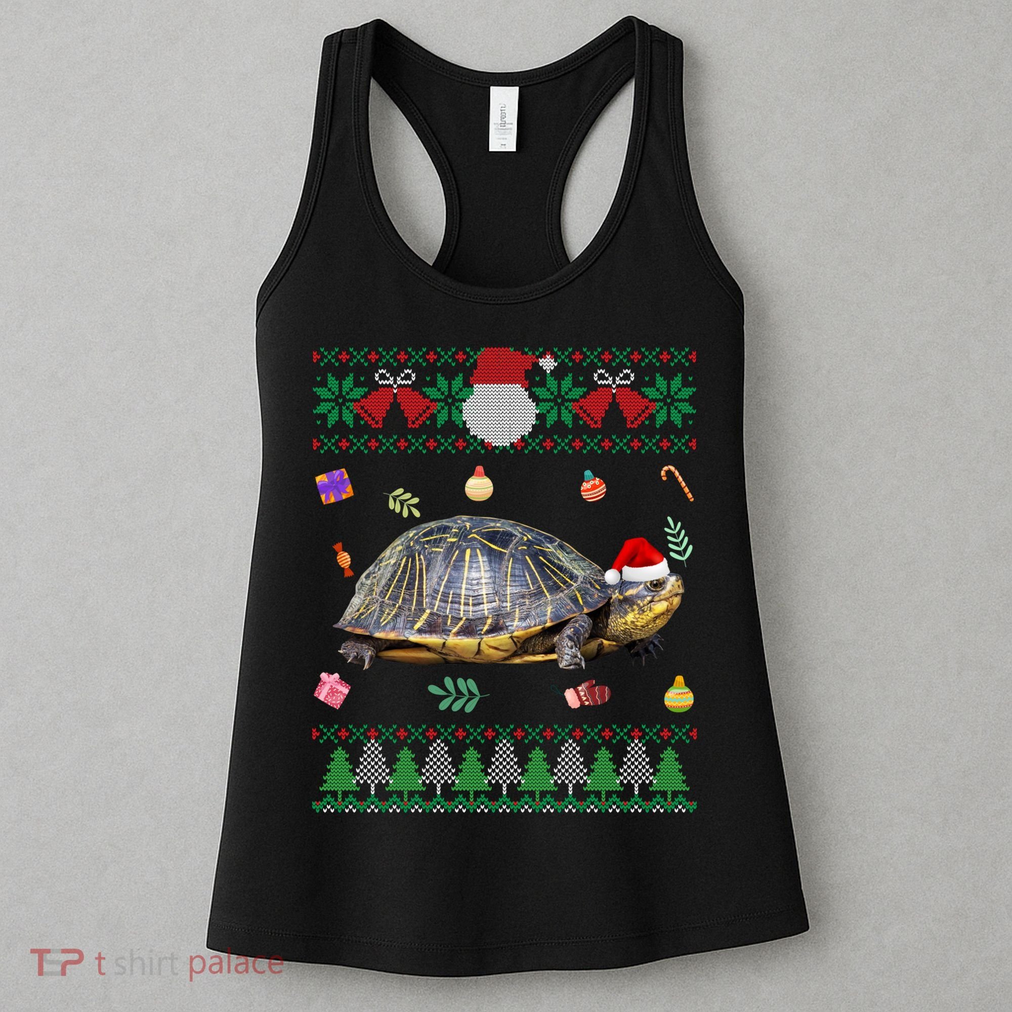 Funny Ugly Sweater Christmas Animals Santa Turtle Lover Gift Women's Tank Top
