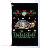 Funny Ugly Sweater Christmas Animals Santa Turtle Lover Gift Golf Towel thumb 0