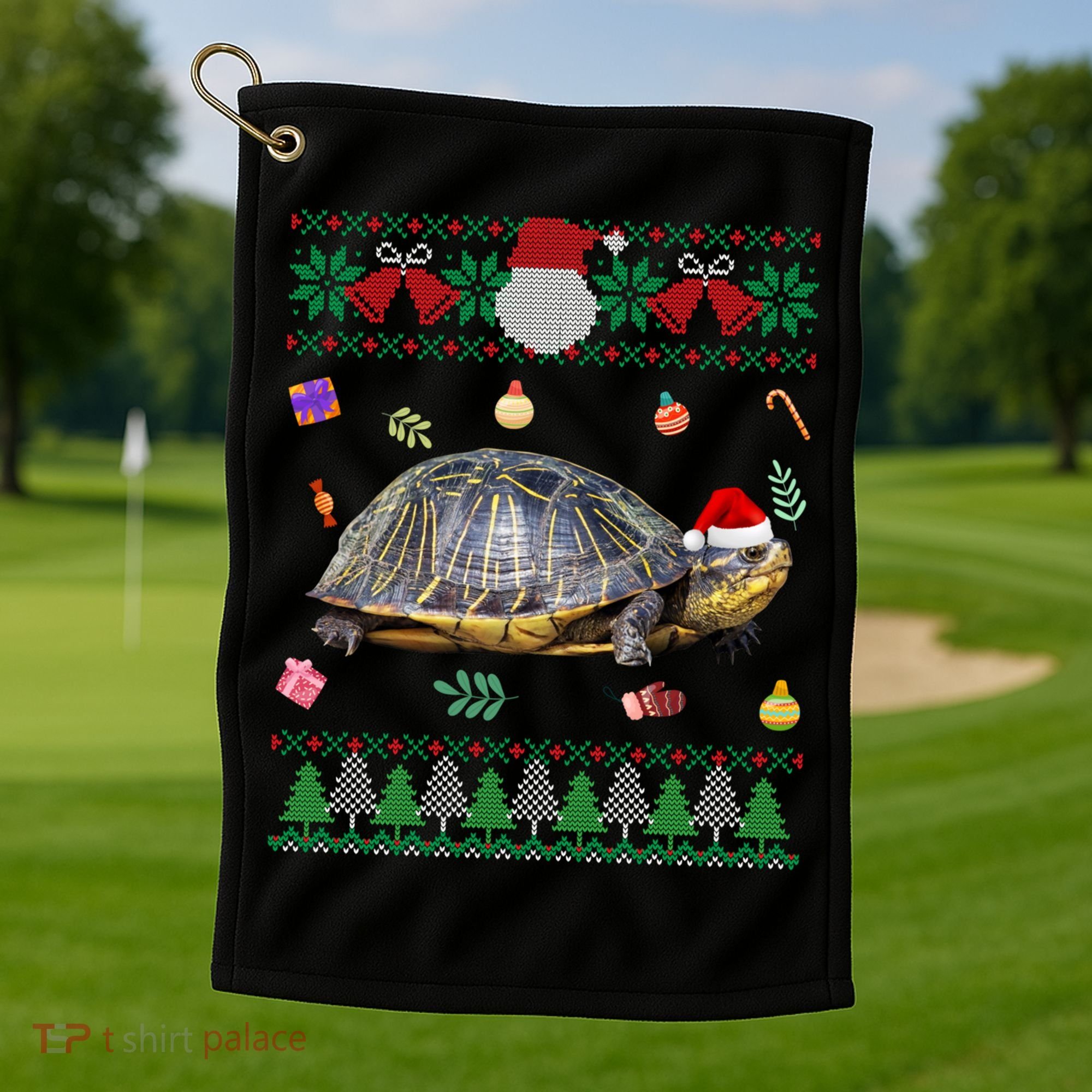 Funny Ugly Sweater Christmas Animals Santa Turtle Lover Gift Golf Towel