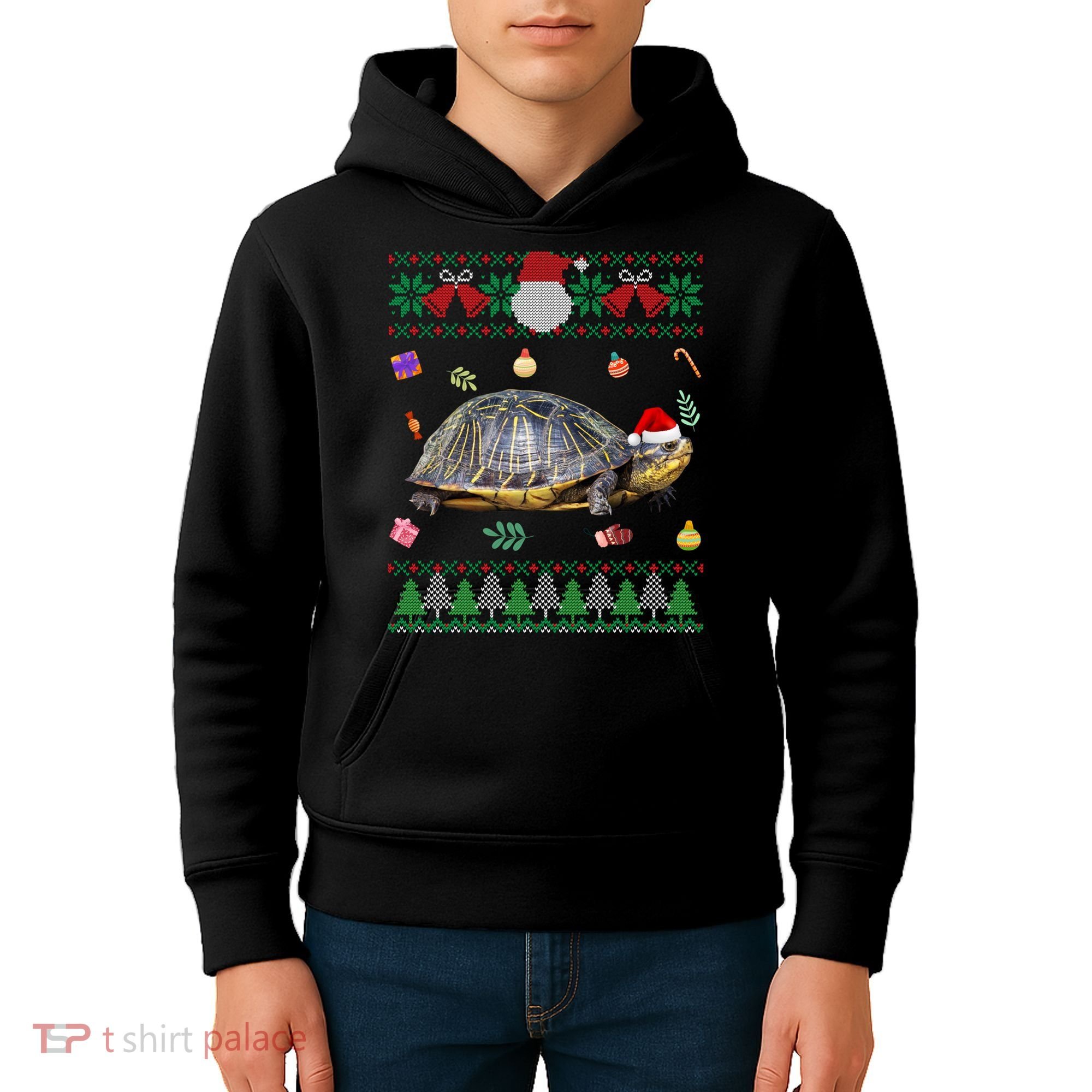 Funny Ugly Sweater Christmas Animals Santa Turtle Lover Gift Kids Hoodie