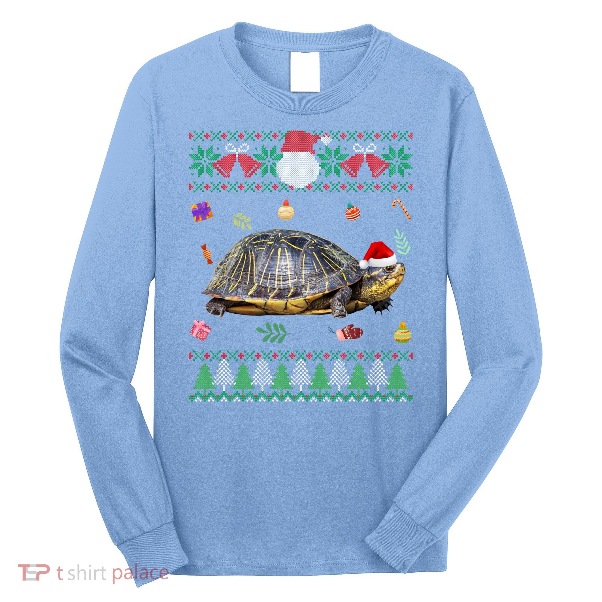 Funny Ugly Sweater Christmas Animals Santa Turtle Lover Gift Long Sleeve Shirt
