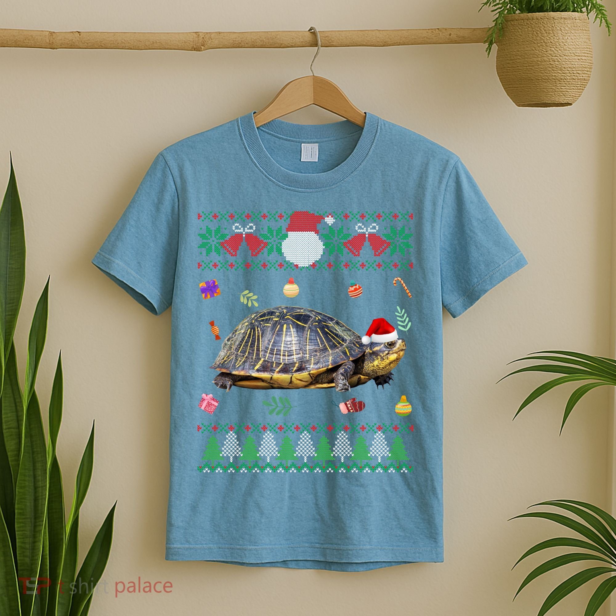 Funny Ugly Sweater Christmas Animals Santa Turtle Lover Gift T-Shirt