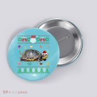 Funny Ugly Sweater Christmas Animals Santa Turtle Lover Gift Button thumb 0